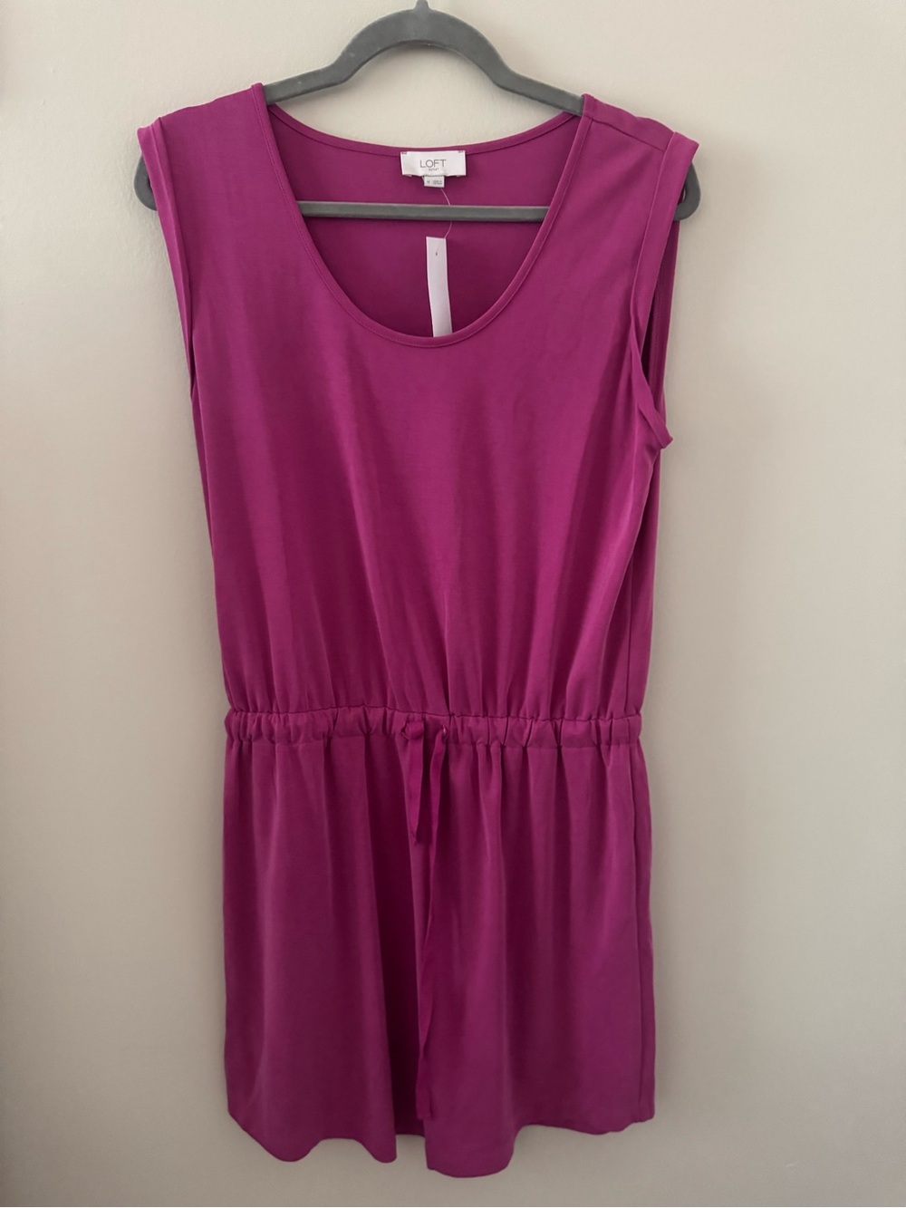🆕 LOFT Sleeveless Drawstring Waist Fuchsia Dress
